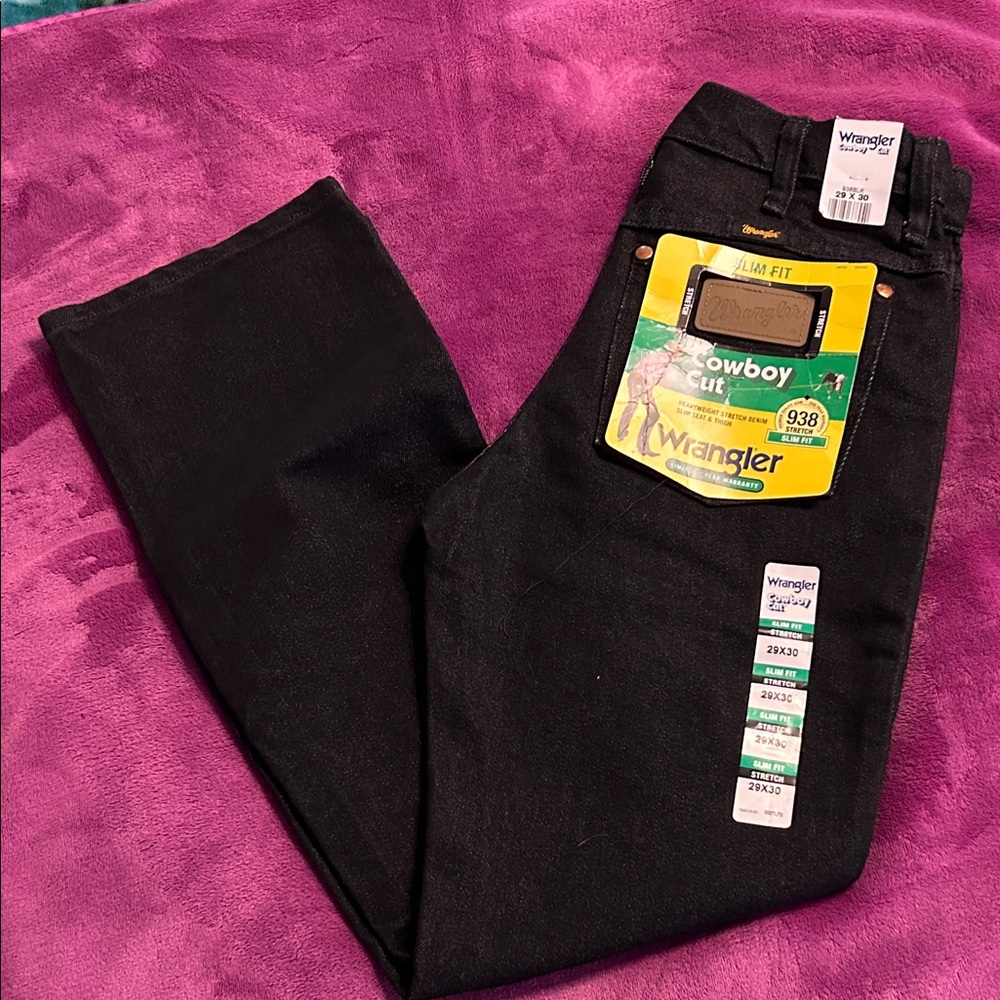 Wrangler 938 Slim Fit Cowboy Cut Black Denim Jeans 29 X 30